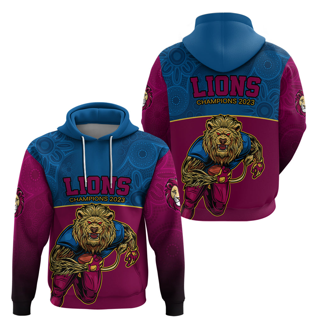 AFL Lions Champions 2023 Hoodie Proud Brisbane Aboriginal Vibe LT9 - Vibe Hoodie Shop
