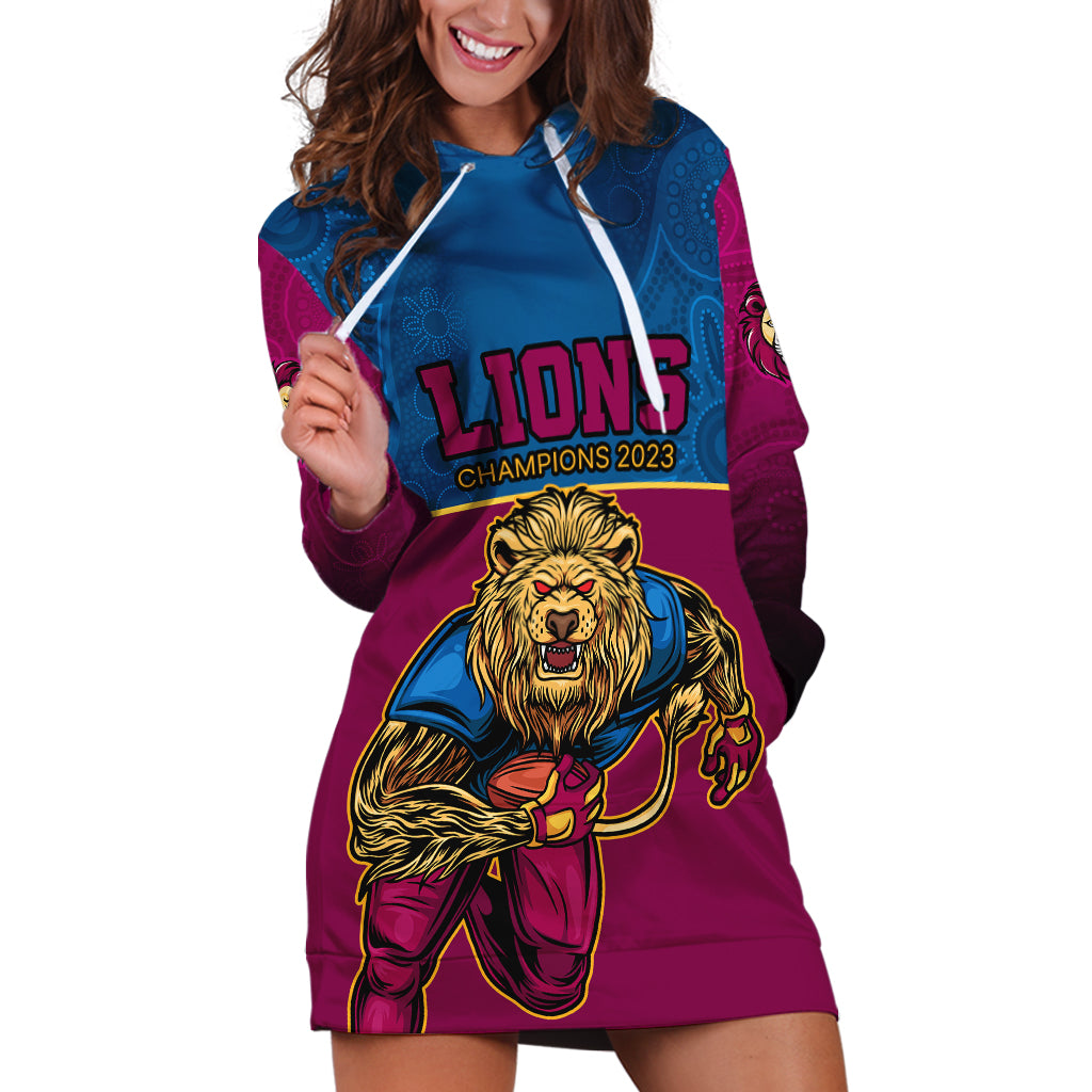 AFL Lions Champions 2023 Hoodie Dress Proud Brisbane Aboriginal Vibe - Vibe Hoodie Shop