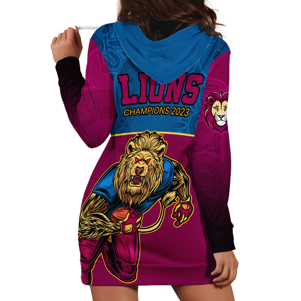 AFL Lions Champions 2023 Hoodie Dress Proud Brisbane Aboriginal Vibe - Vibe Hoodie Shop