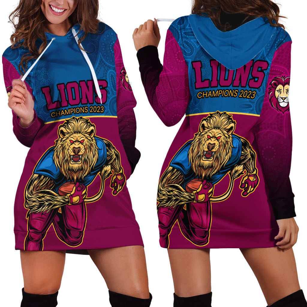 AFL Lions Champions 2023 Hoodie Dress Proud Brisbane Aboriginal Vibe - Vibe Hoodie Shop