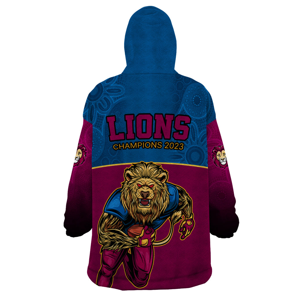 AFL Lions Champions 2023 Wearable Blanket Hoodie Proud Brisbane Aboriginal Vibe - Vibe Hoodie Shop