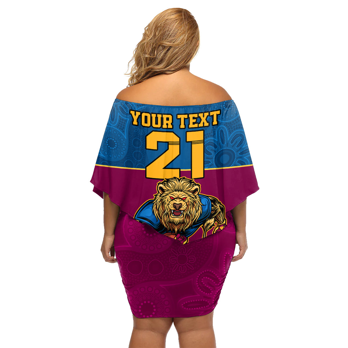 custom-afl-lions-champions-2023-family-matching-off-shoulder-short-dress-and-hawaiian-shirt-proud-brisbane-aboriginal-vibe