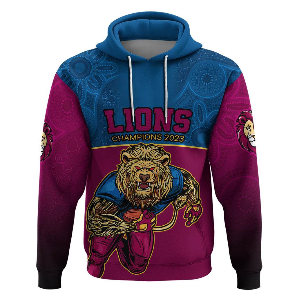 Custom AFL Lions Champions 2023 Hoodie Proud Brisbane Aboriginal Vibe LT9 - Vibe Hoodie Shop