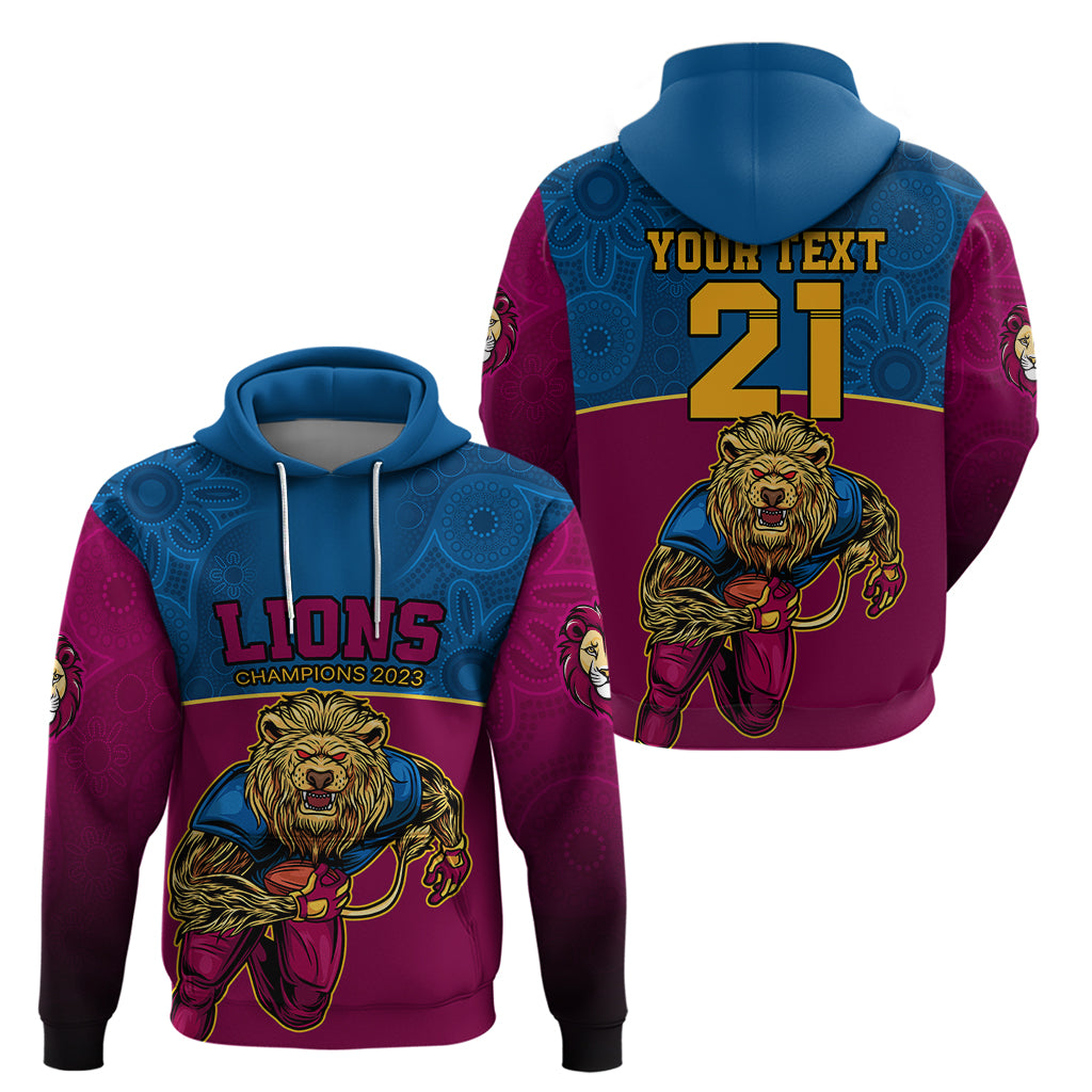 Custom AFL Lions Champions 2023 Hoodie Proud Brisbane Aboriginal Vibe LT9 - Vibe Hoodie Shop