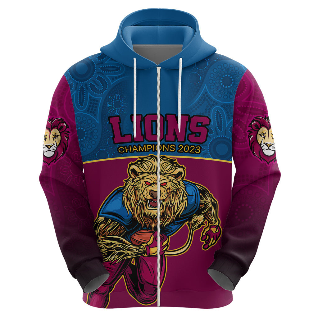 Custom AFL Lions Champions 2023 Hoodie Proud Brisbane Aboriginal Vibe LT9 - Vibe Hoodie Shop