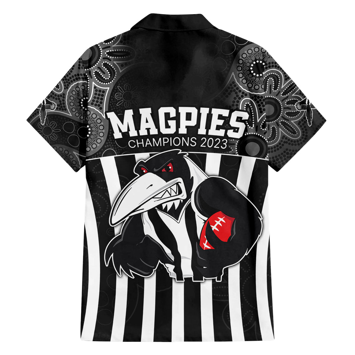 afl-magpies-champions-2023-family-matching-off-shoulder-long-sleeve-dress-and-hawaiian-shirt-proud-collingwood-aboriginal-vibe