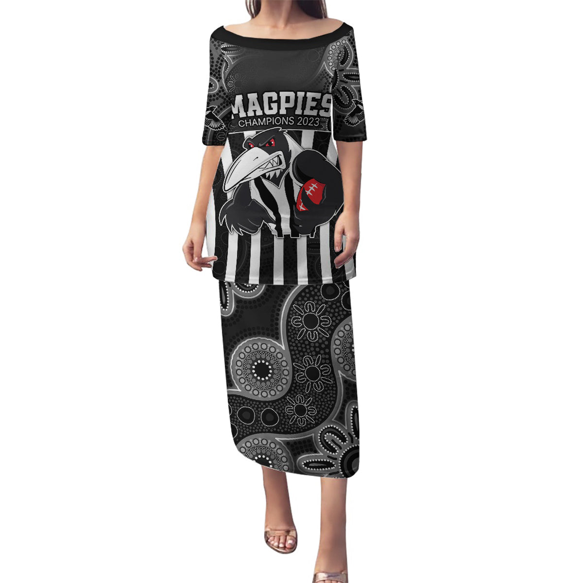 afl-magpies-champions-2023-family-matching-puletasi-dress-and-hawaiian-shirt-proud-collingwood-aboriginal-vibe