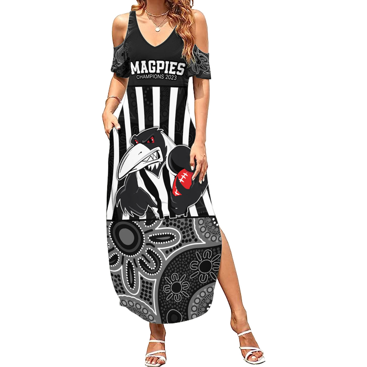 afl-magpies-champions-2023-family-matching-summer-maxi-dress-and-hawaiian-shirt-proud-collingwood-aboriginal-vibe