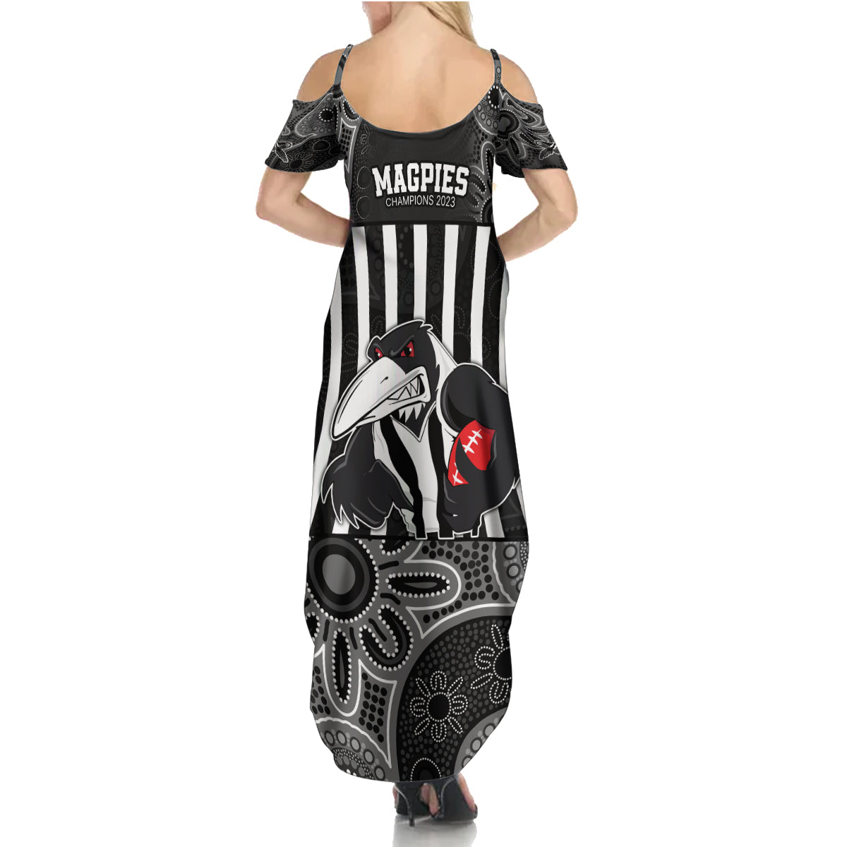 afl-magpies-champions-2023-family-matching-summer-maxi-dress-and-hawaiian-shirt-proud-collingwood-aboriginal-vibe