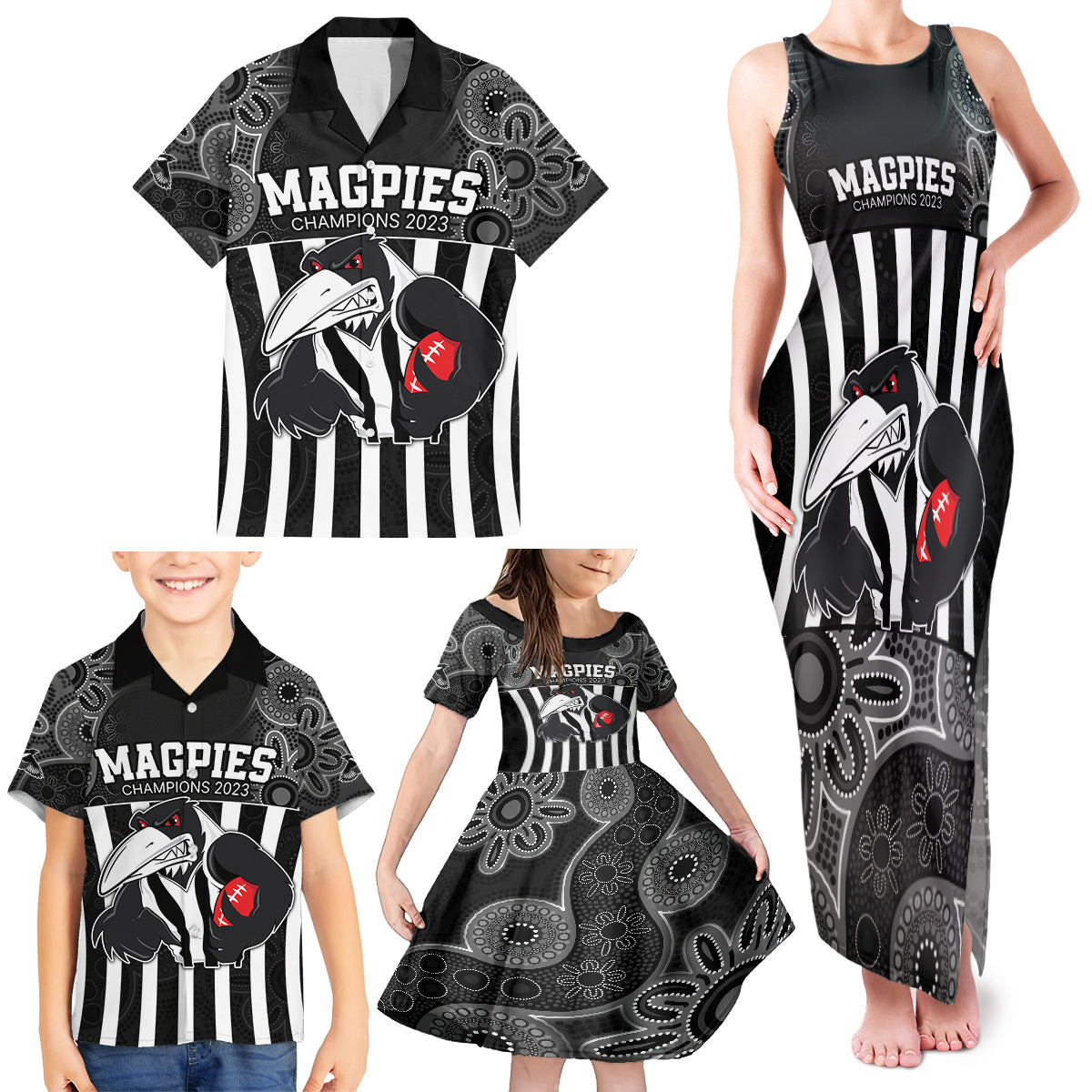 afl-magpies-champions-2023-family-matching-tank-maxi-dress-and-hawaiian-shirt-proud-collingwood-aboriginal-vibe