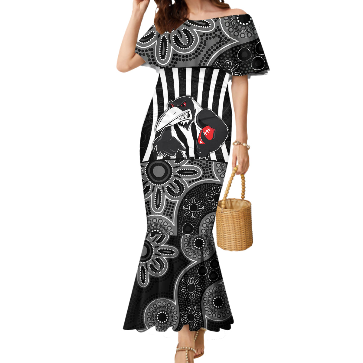 afl-magpies-champions-2023-mermaid-dress-proud-collingwood-aboriginal-vibe