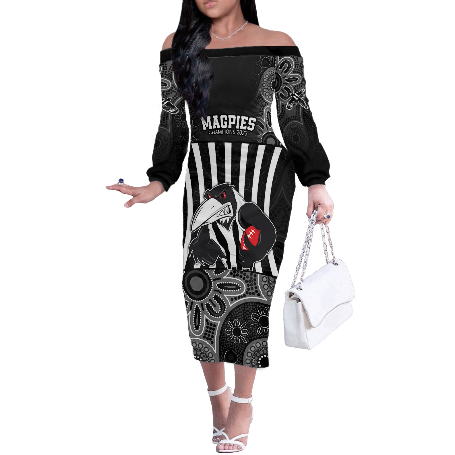 afl-magpies-champions-2023-off-the-shoulder-long-sleeve-dress-proud-collingwood-aboriginal-vibe