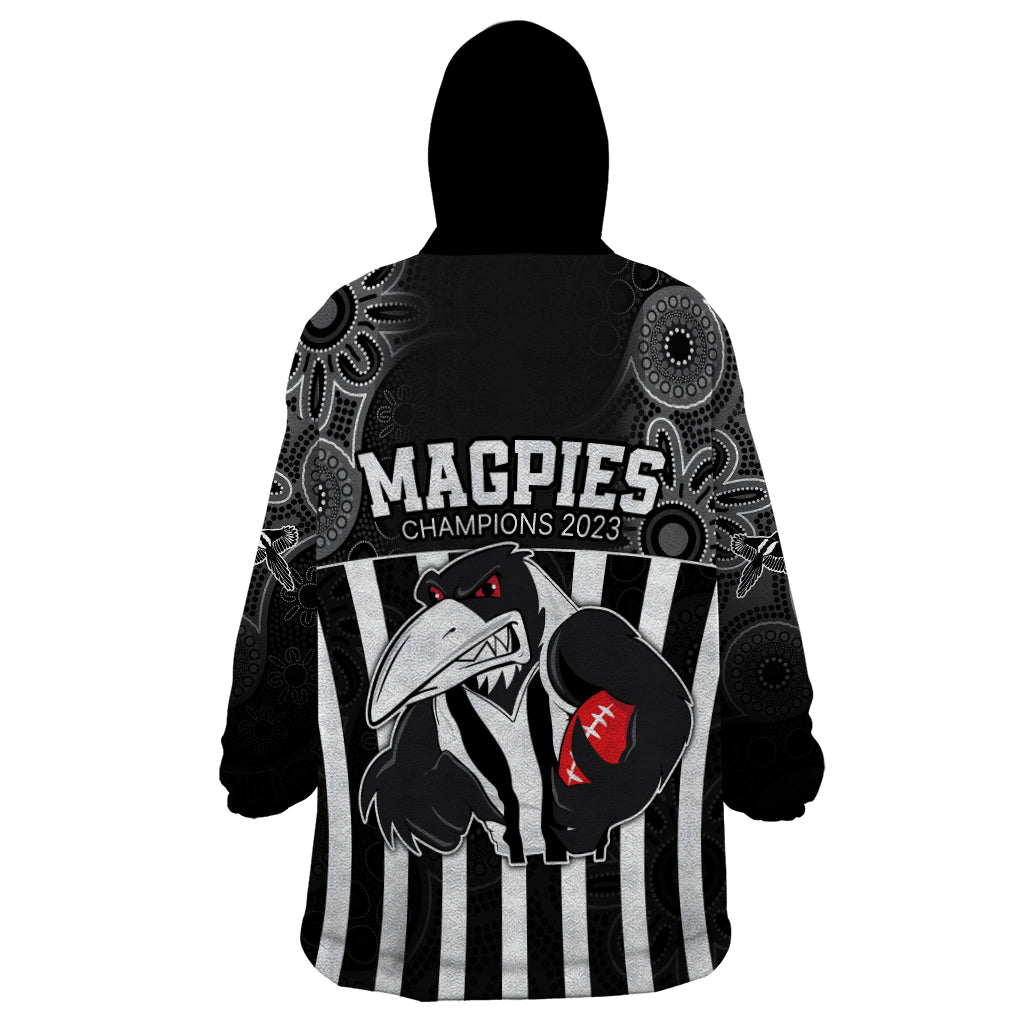 AFL Magpies Champions 2023 Wearable Blanket Hoodie Proud Collingwood Aboriginal Vibe - Vibe Hoodie Shop