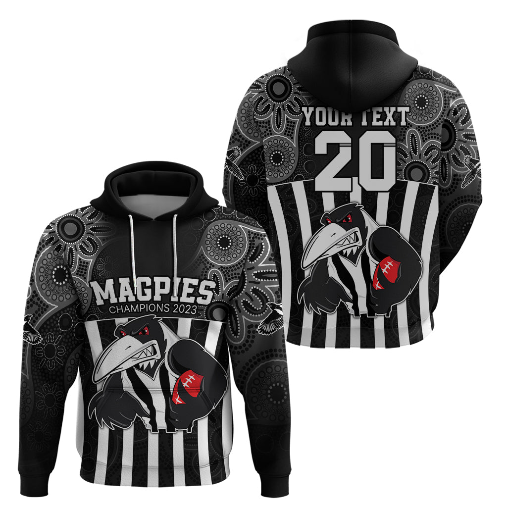 Custom AFL Magpies Champions 2023 Hoodie Proud Collingwood Aboriginal Vibe LT9 - Vibe Hoodie Shop