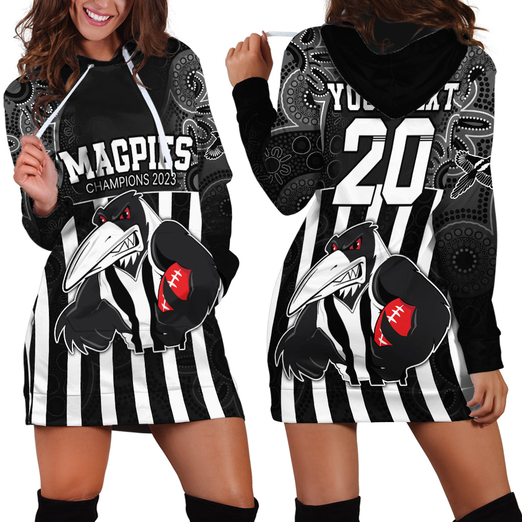 Custom AFL Magpies Champions 2023 Hoodie Dress Proud Collingwood Aboriginal Vibe - Vibe Hoodie Shop