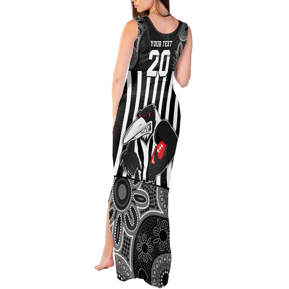 custom-afl-magpies-champions-2023-tank-maxi-dress-proud-collingwood-aboriginal-vibe