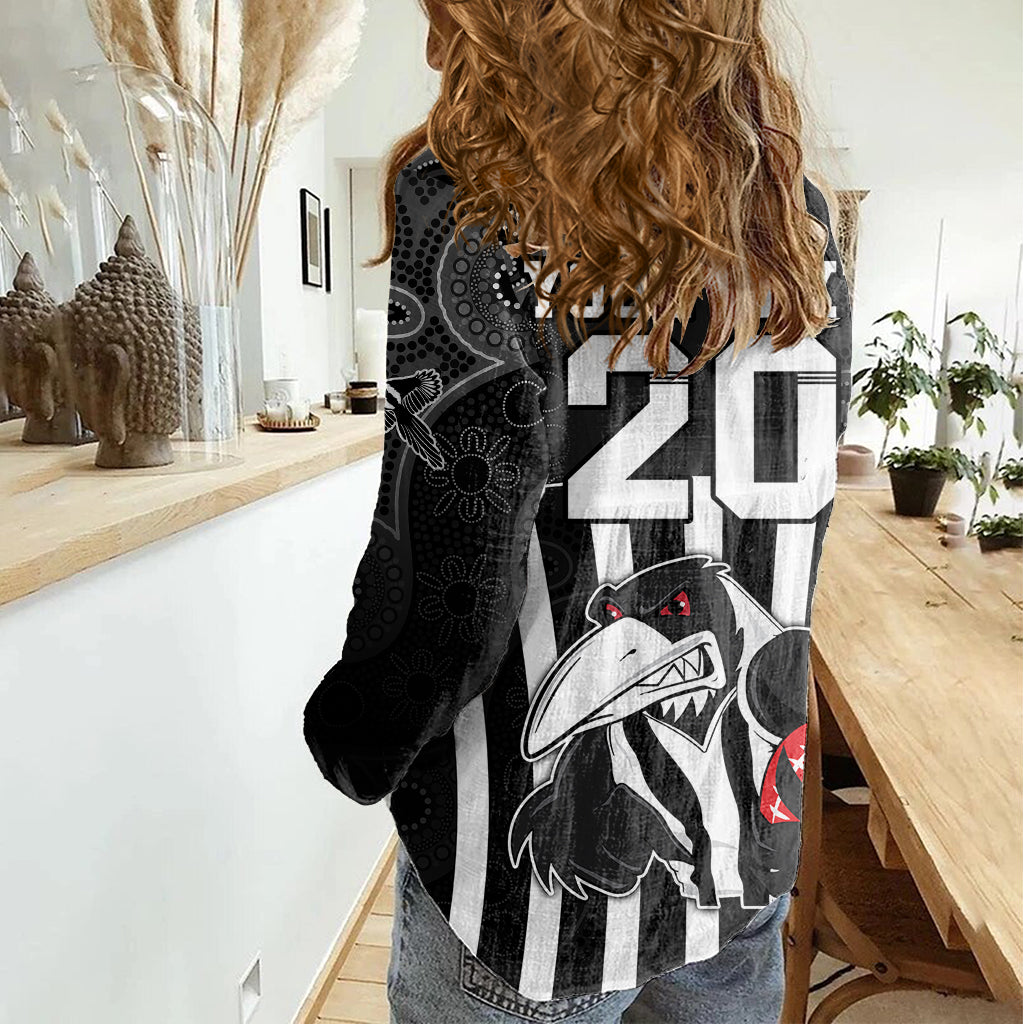 Custom AFL Magpies Champions 2023 Women Casual Shirt Proud Collingwood Aboriginal Vibe - Vibe Hoodie Shop