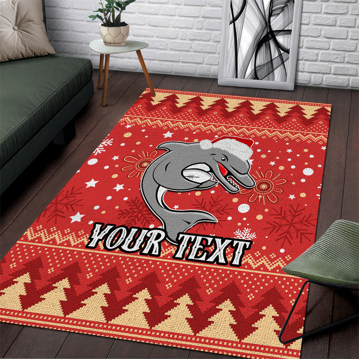 Custom Dolphins Rugby Area Rug Chirstmas Vibe 2023 - Vibe Hoodie Shop