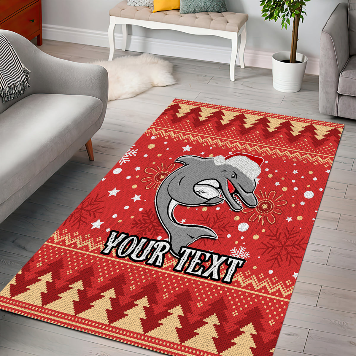 Custom Dolphins Rugby Area Rug Chirstmas Vibe 2023 - Vibe Hoodie Shop