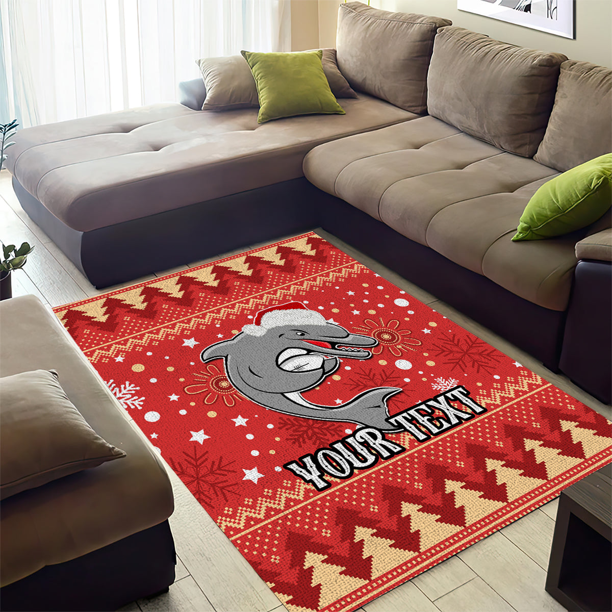 Custom Dolphins Rugby Area Rug Chirstmas Vibe 2023 - Vibe Hoodie Shop