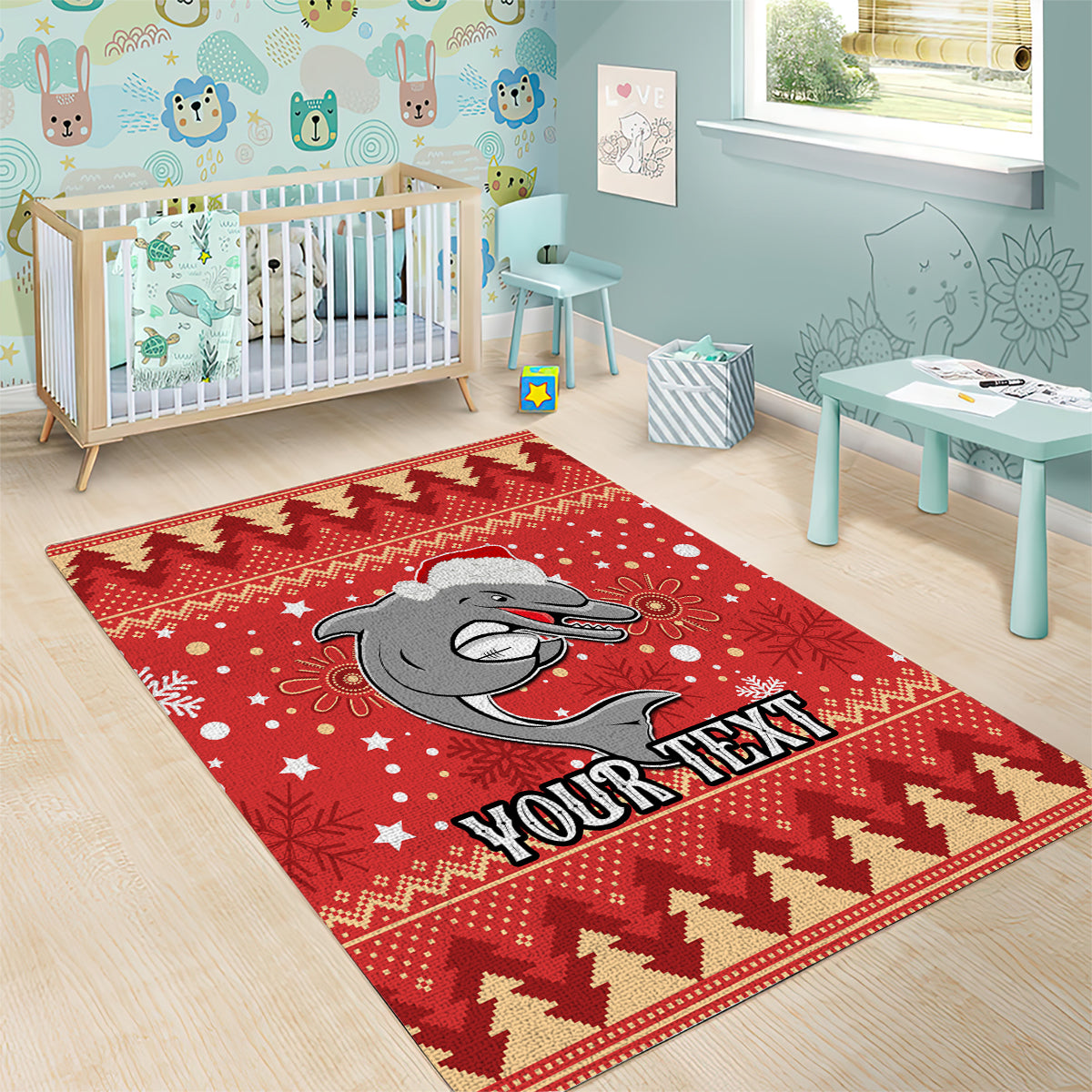 Custom Dolphins Rugby Area Rug Chirstmas Vibe 2023 - Vibe Hoodie Shop