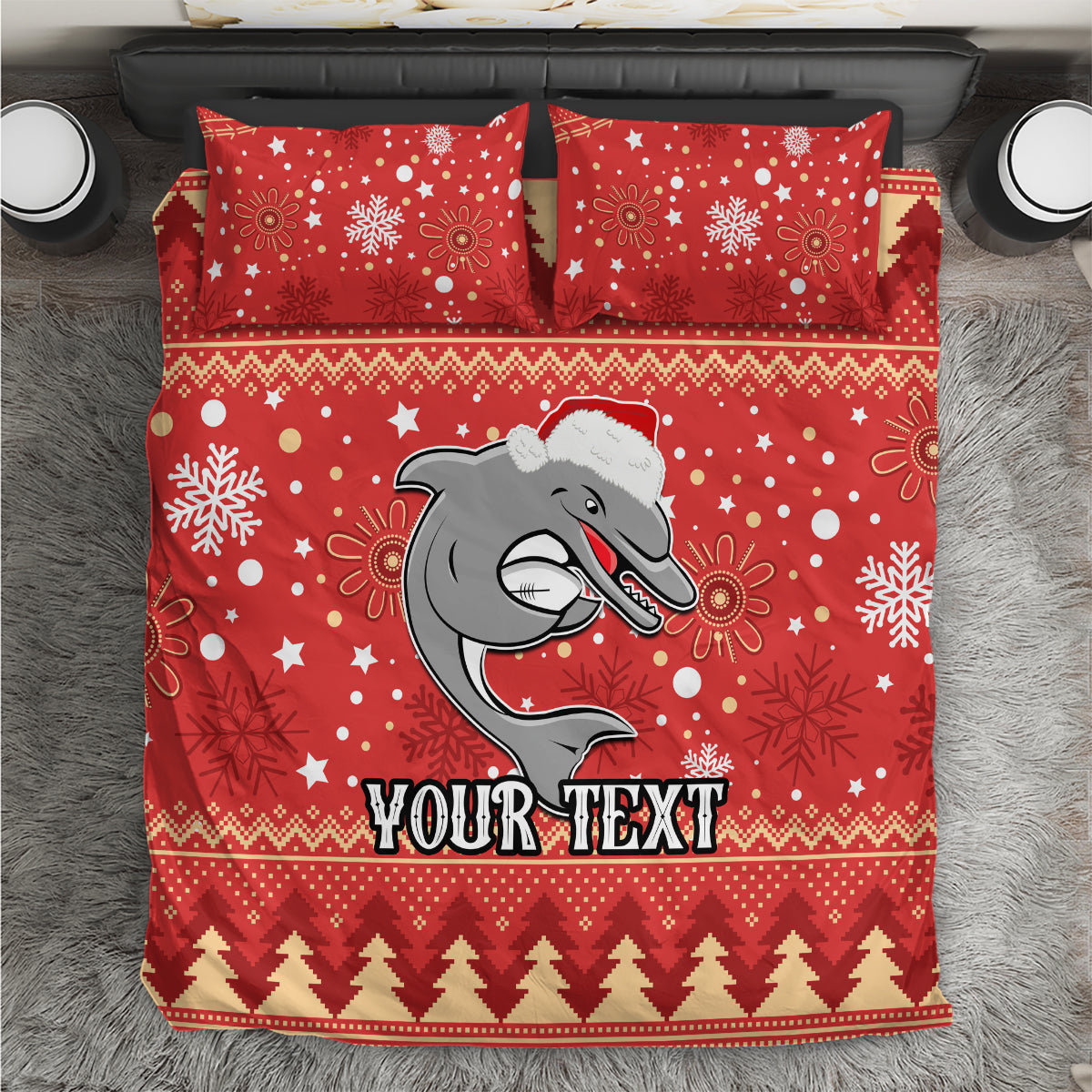 Custom Dolphins Rugby Bedding Set Chirstmas Vibe 2023 - Vibe Hoodie Shop