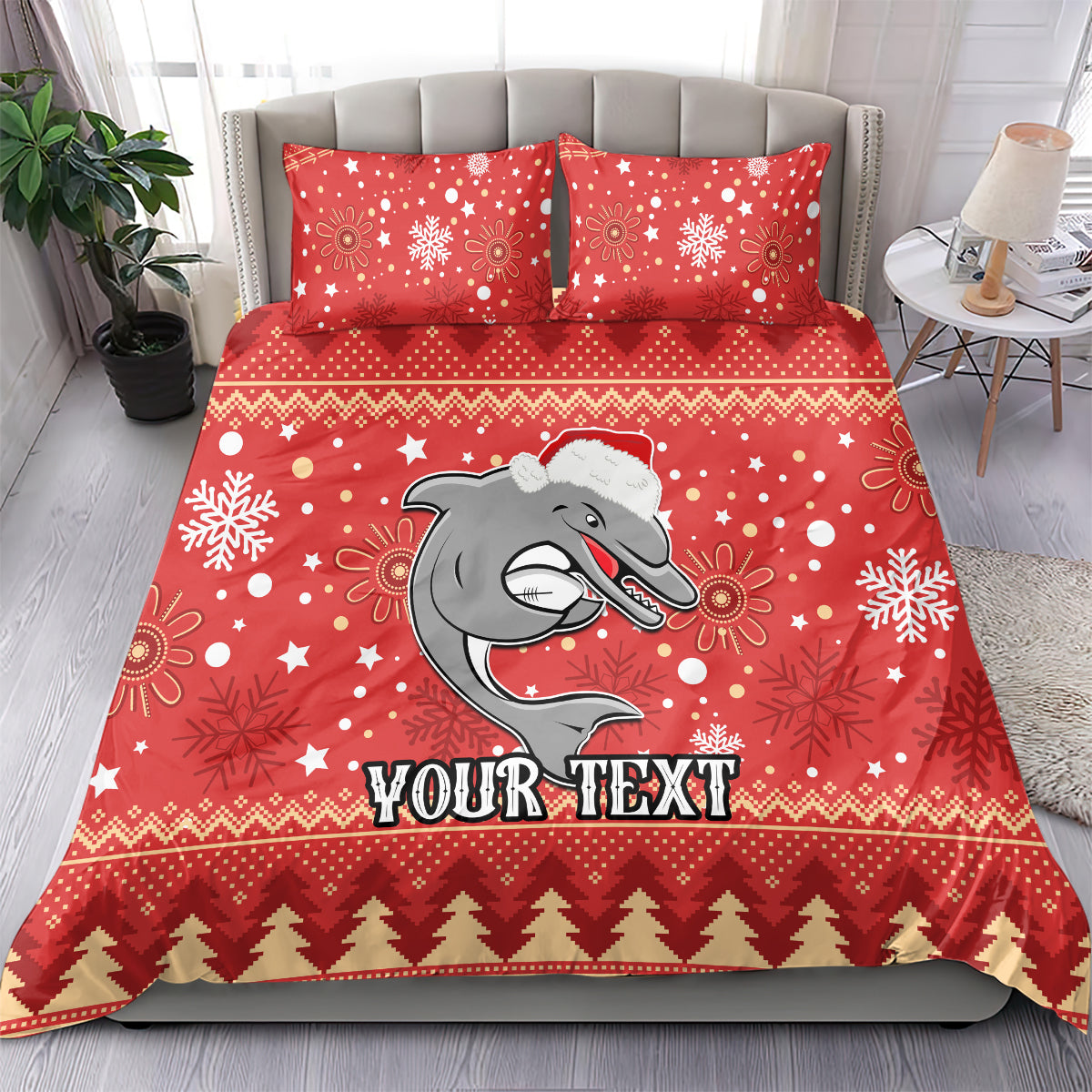 Custom Dolphins Rugby Bedding Set Chirstmas Vibe 2023 - Vibe Hoodie Shop