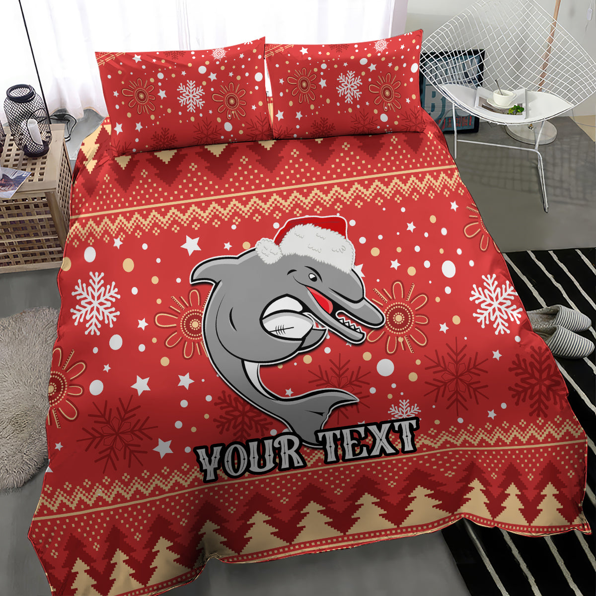 Custom Dolphins Rugby Bedding Set Chirstmas Vibe 2023 - Vibe Hoodie Shop