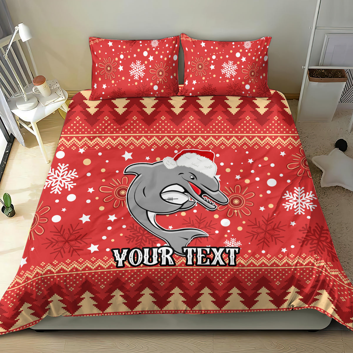 Custom Dolphins Rugby Bedding Set Chirstmas Vibe 2023 - Vibe Hoodie Shop