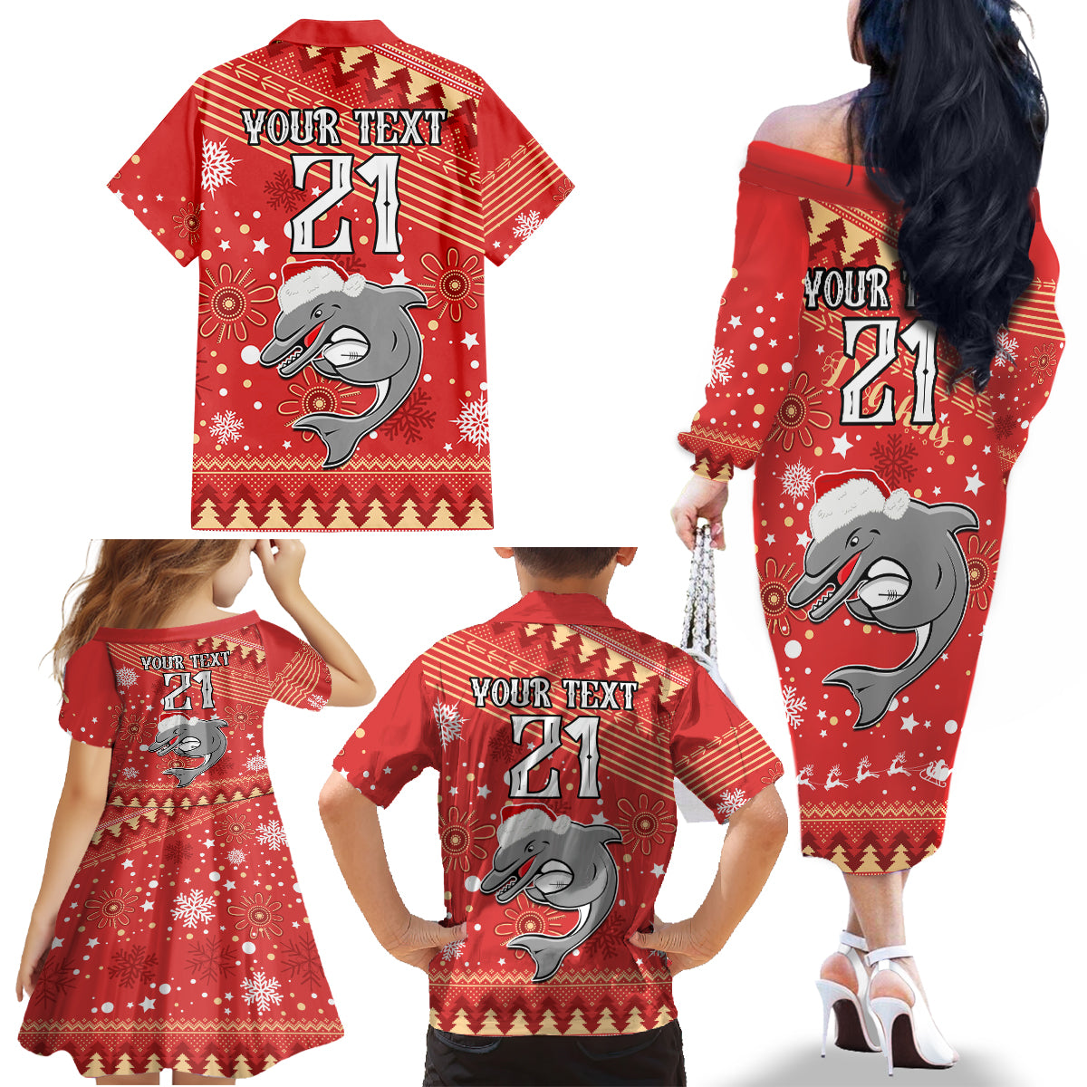 custom-dolphins-rugby-family-matching-off-shoulder-long-sleeve-dress-and-hawaiian-shirt-chirstmas-vibe-2023