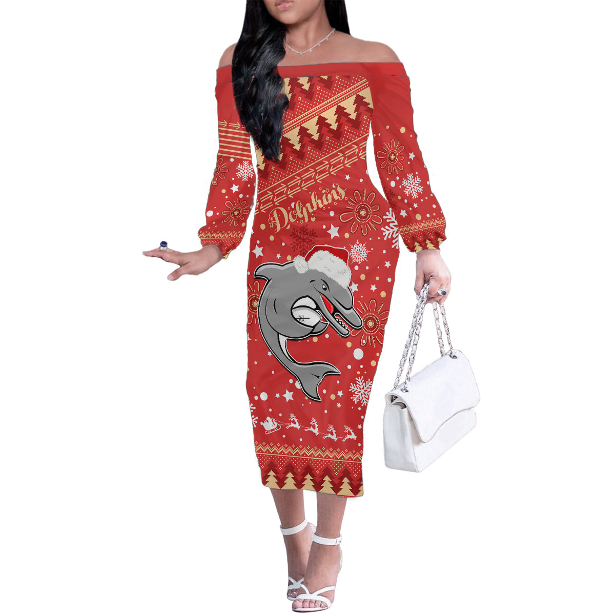 custom-dolphins-rugby-family-matching-off-shoulder-long-sleeve-dress-and-hawaiian-shirt-chirstmas-vibe-2023