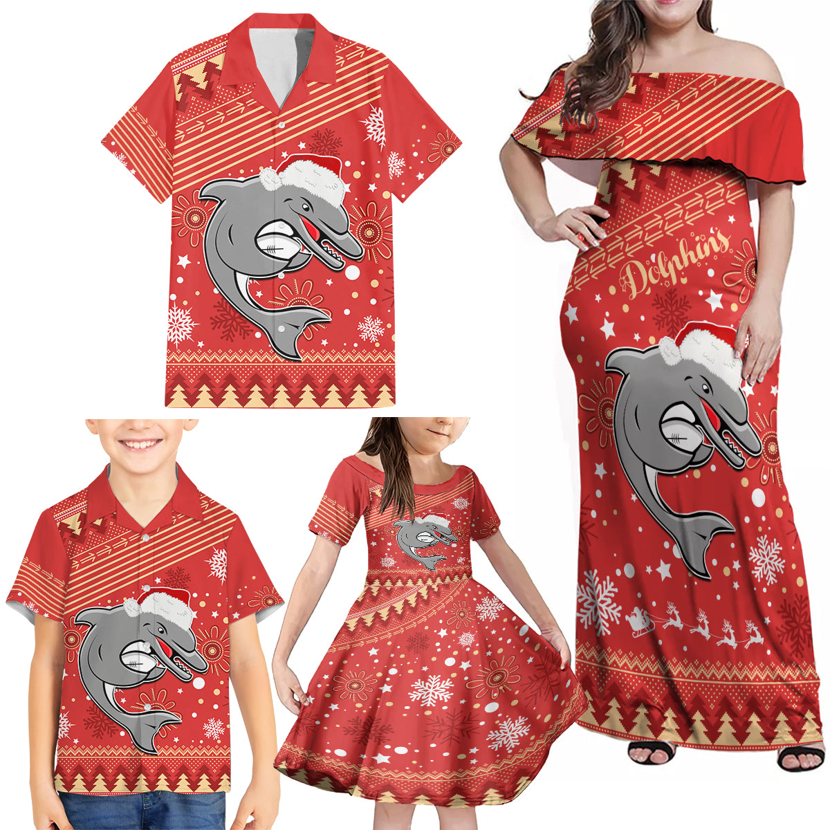 custom-dolphins-rugby-family-matching-off-shoulder-maxi-dress-and-hawaiian-shirt-chirstmas-vibe-2023