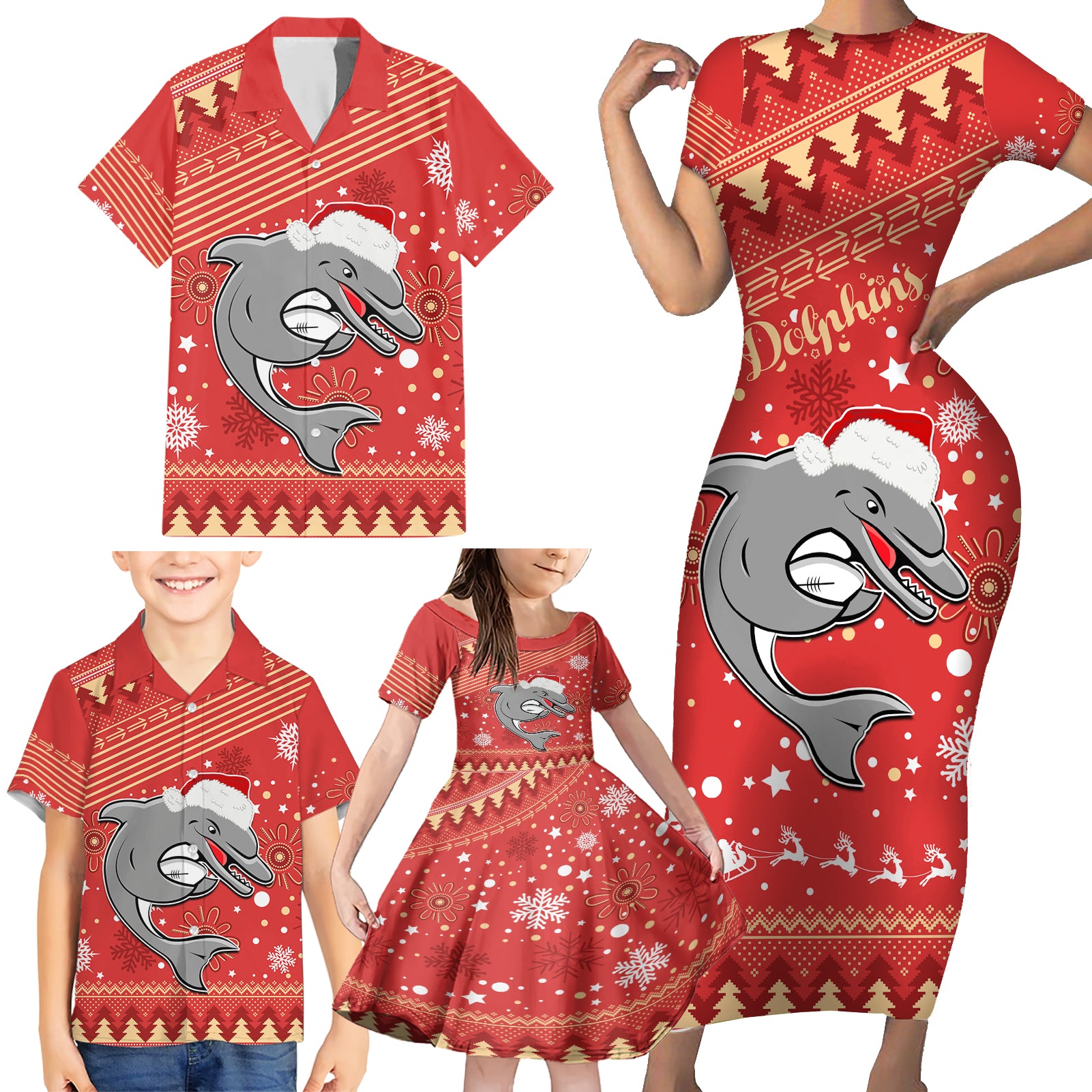 custom-dolphins-rugby-family-matching-short-sleeve-bodycon-dress-and-hawaiian-shirt-chirstmas-vibe-2023