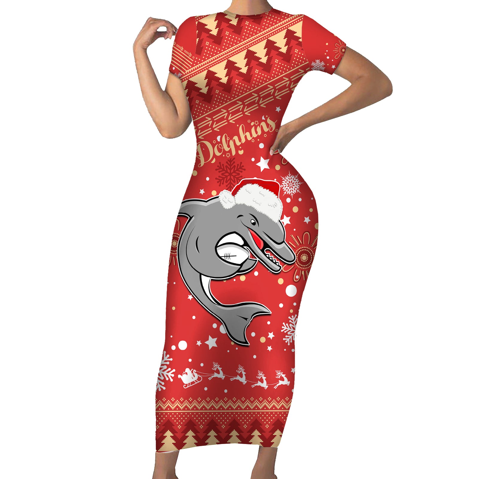 custom-dolphins-rugby-family-matching-short-sleeve-bodycon-dress-and-hawaiian-shirt-chirstmas-vibe-2023