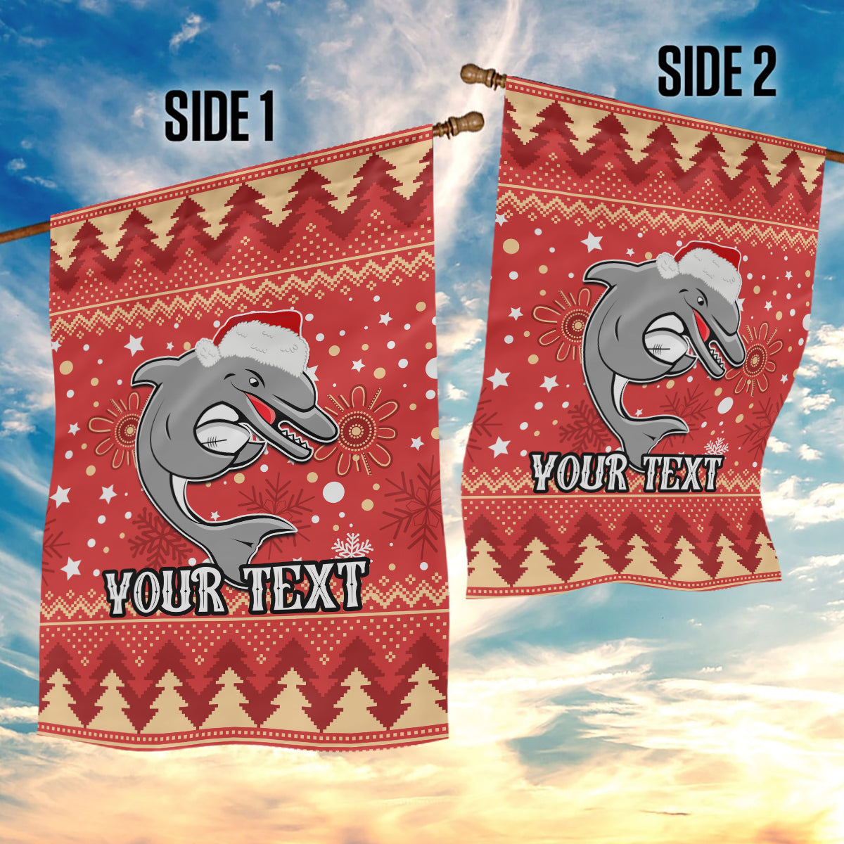 Custom Dolphins Rugby Garden Flag Chirstmas Vibe 2023 - Vibe Hoodie Shop