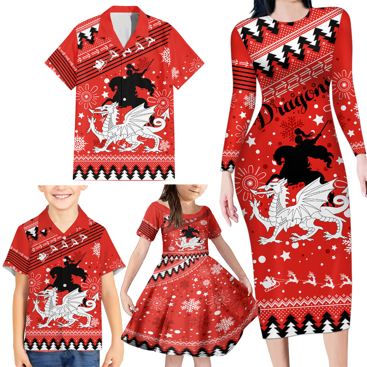 custom-dragons-rugby-family-matching-long-sleeve-bodycon-dress-and-hawaiian-shirt-chirstmas-vibe-2023