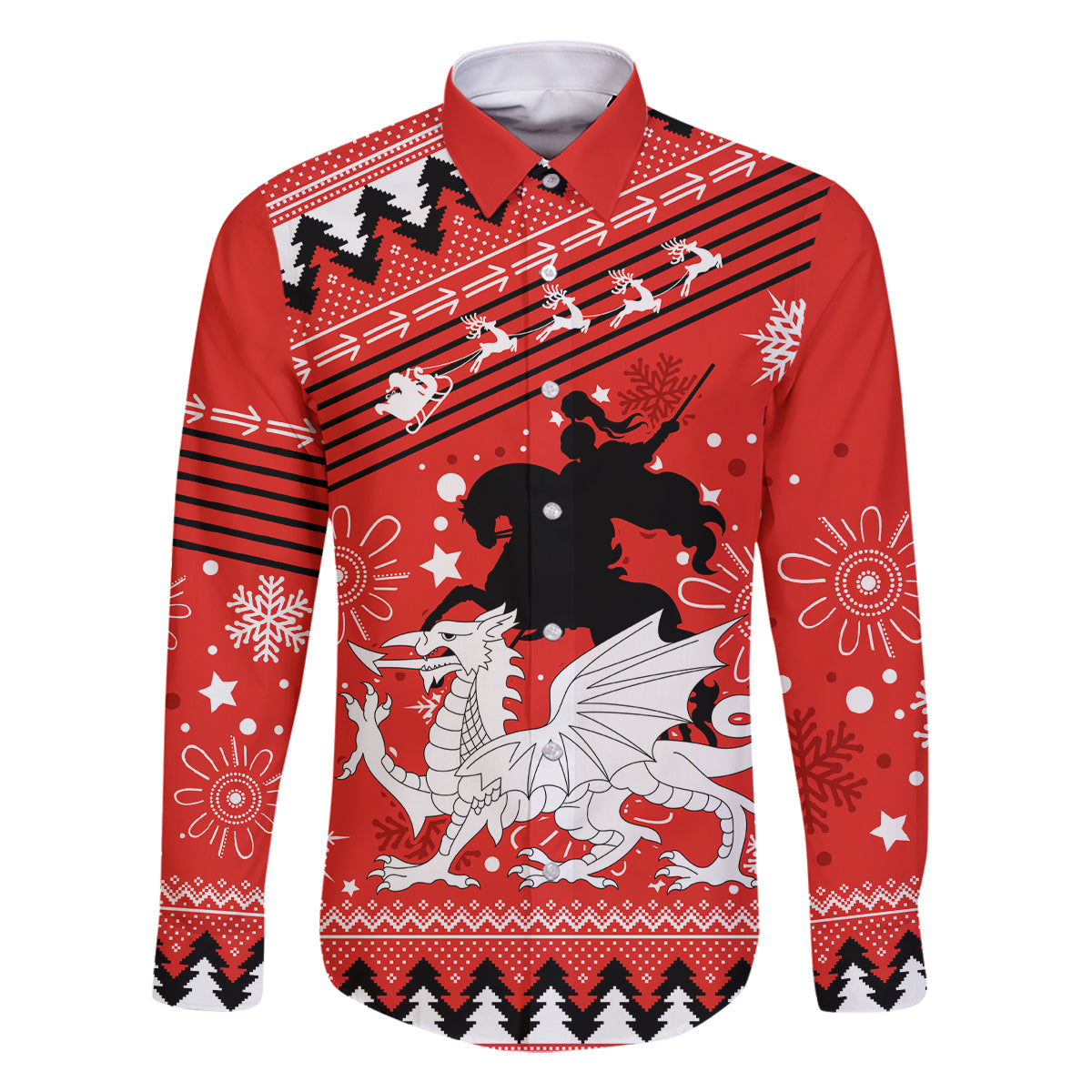 custom-dragons-rugby-family-matching-long-sleeve-bodycon-dress-and-hawaiian-shirt-chirstmas-vibe-2023