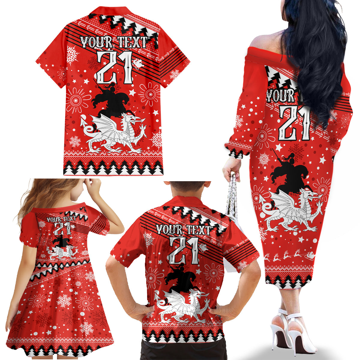 custom-dragons-rugby-family-matching-off-shoulder-long-sleeve-dress-and-hawaiian-shirt-chirstmas-vibe-2023