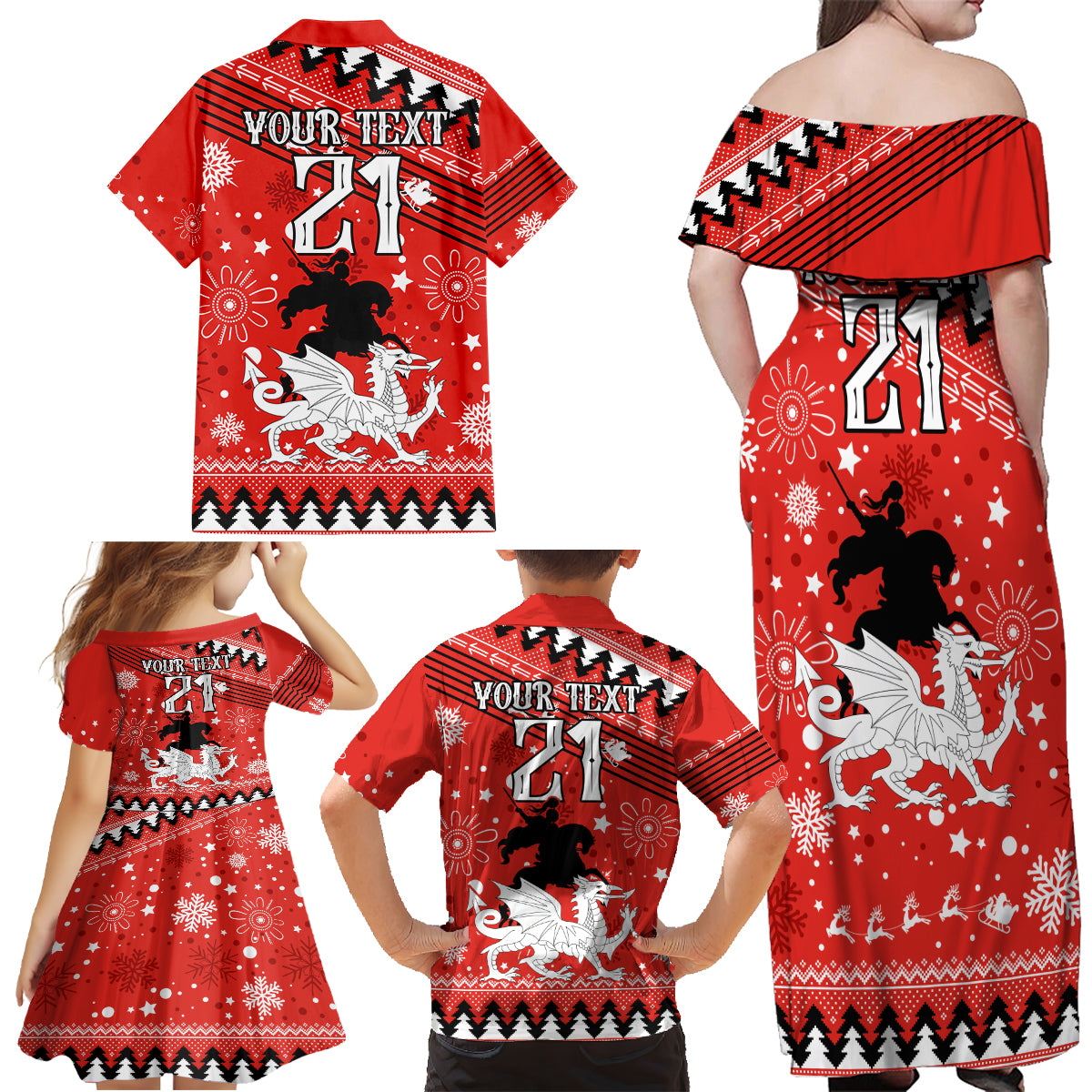 custom-dragons-rugby-family-matching-off-shoulder-maxi-dress-and-hawaiian-shirt-chirstmas-vibe-2023