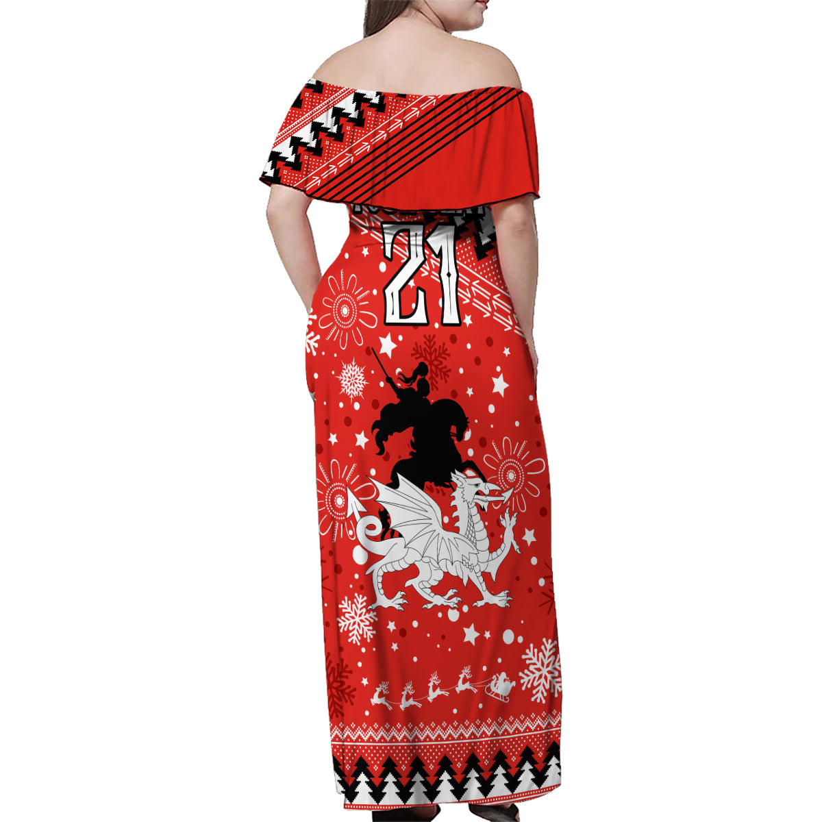 custom-dragons-rugby-family-matching-off-shoulder-maxi-dress-and-hawaiian-shirt-chirstmas-vibe-2023