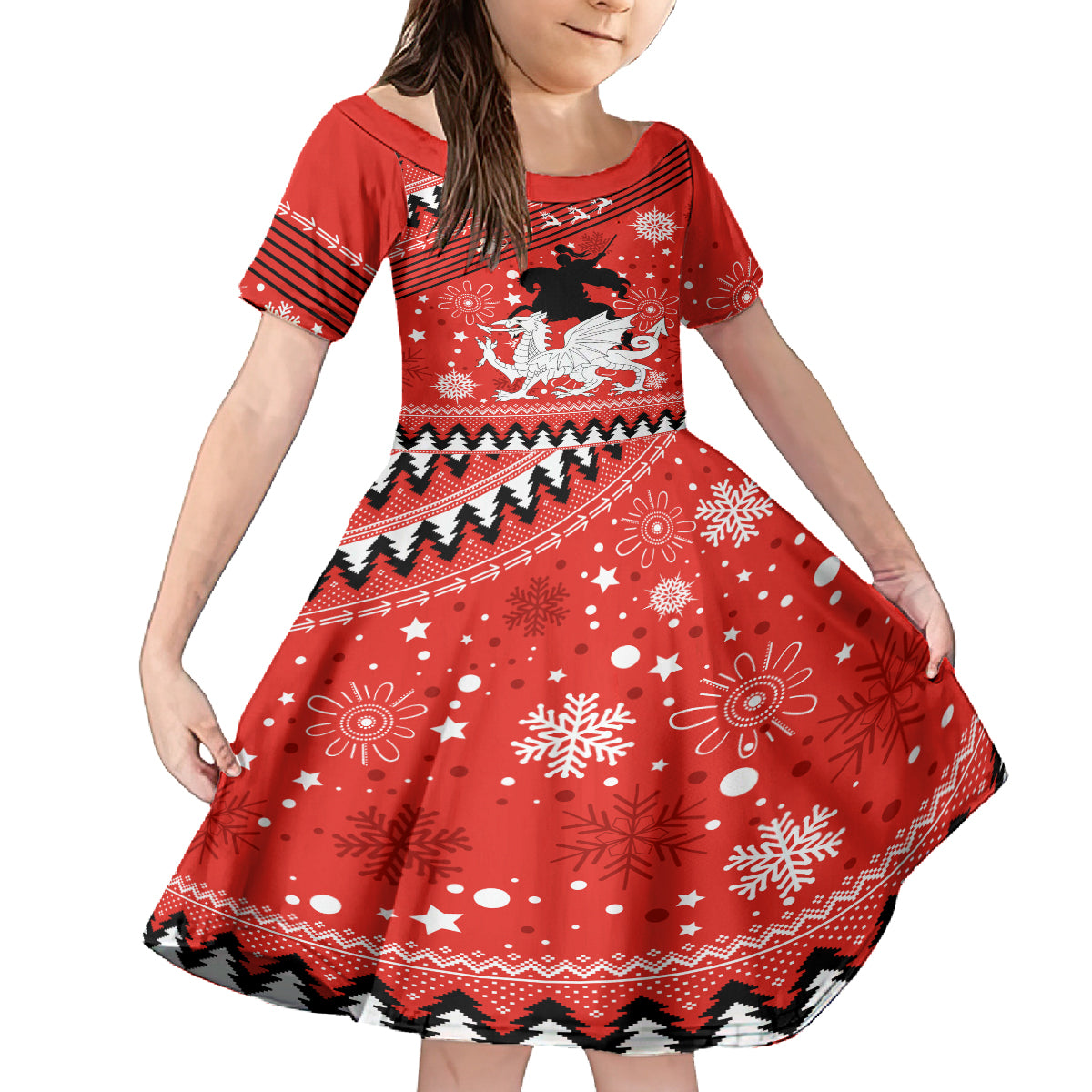 custom-dragons-rugby-family-matching-off-shoulder-short-dress-and-hawaiian-shirt-chirstmas-vibe-2023