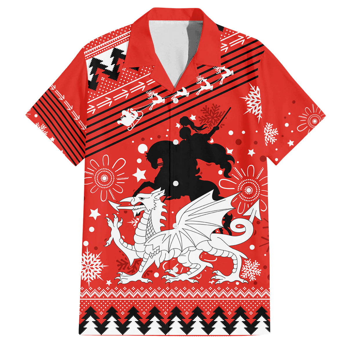 custom-dragons-rugby-family-matching-off-shoulder-short-dress-and-hawaiian-shirt-chirstmas-vibe-2023