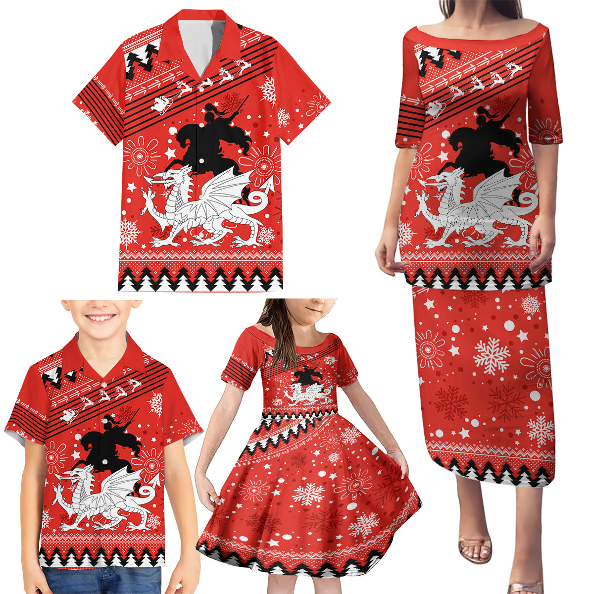 custom-dragons-rugby-family-matching-puletasi-dress-and-hawaiian-shirt-chirstmas-vibe-2023