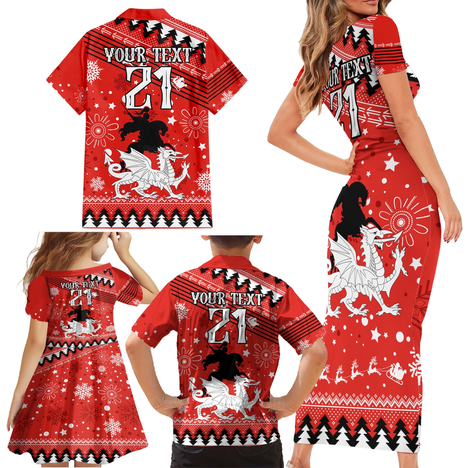 custom-dragons-rugby-family-matching-short-sleeve-bodycon-dress-and-hawaiian-shirt-chirstmas-vibe-2023