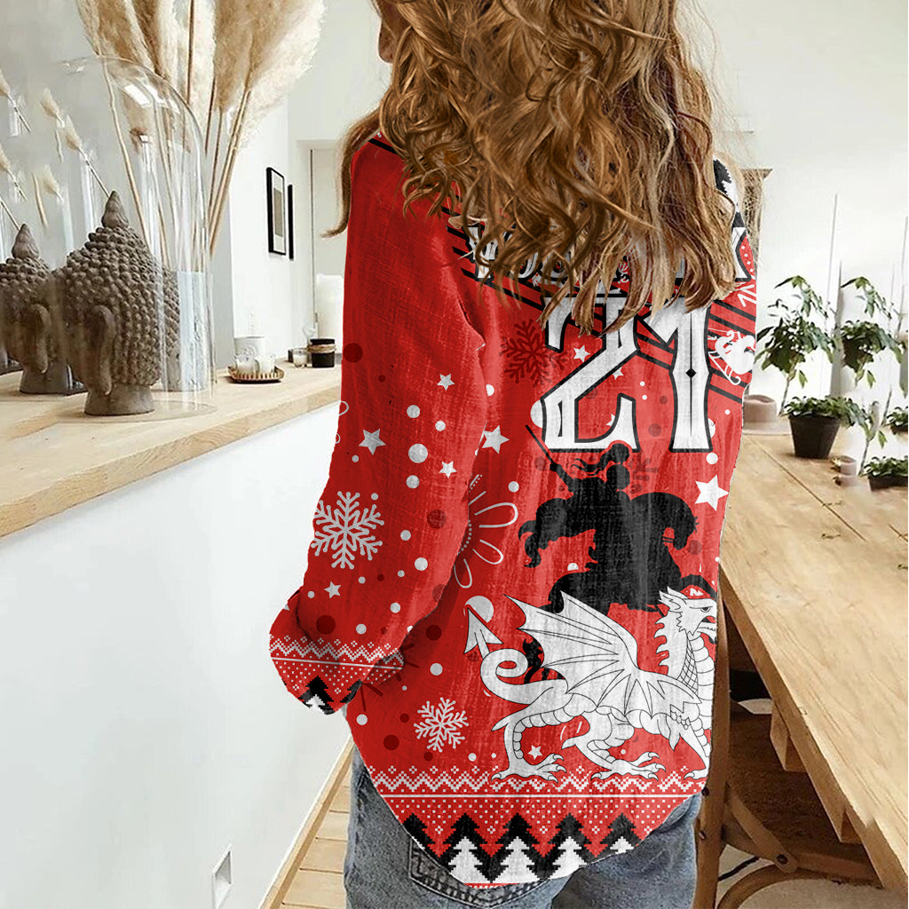 Custom Dragons Rugby Women Casual Shirt Chirstmas Vibe 2023 - Vibe Hoodie Shop