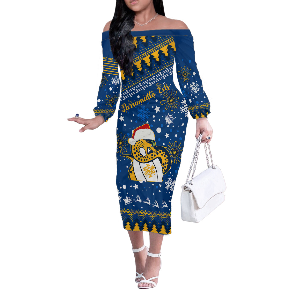 custom-eels-rugby-family-matching-off-shoulder-long-sleeve-dress-and-hawaiian-shirt-chirstmas-vibe-2023