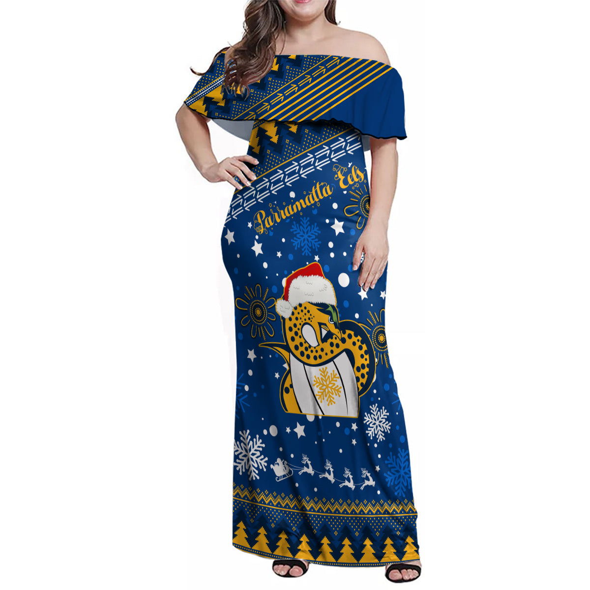 custom-eels-rugby-family-matching-off-shoulder-maxi-dress-and-hawaiian-shirt-chirstmas-vibe-2023