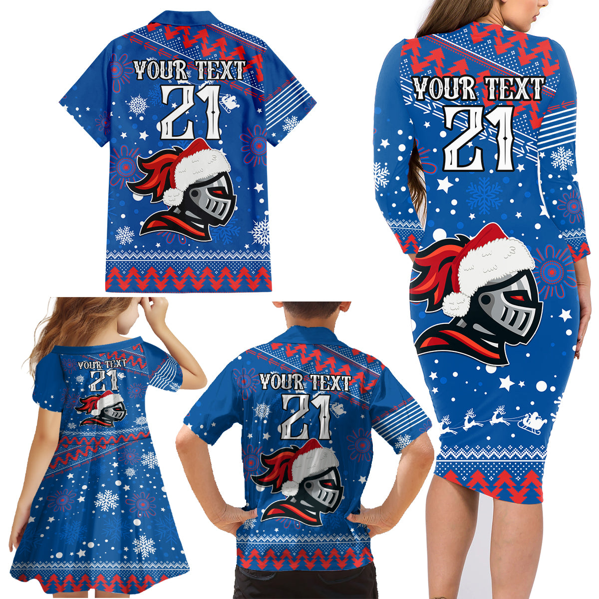 custom-knights-rugby-family-matching-long-sleeve-bodycon-dress-and-hawaiian-shirt-chirstmas-vibe-2023