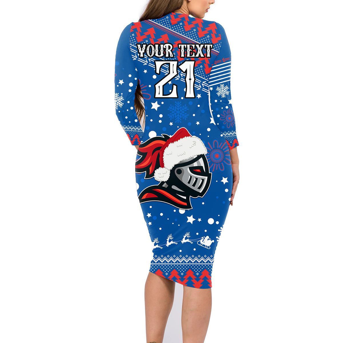 custom-knights-rugby-family-matching-long-sleeve-bodycon-dress-and-hawaiian-shirt-chirstmas-vibe-2023