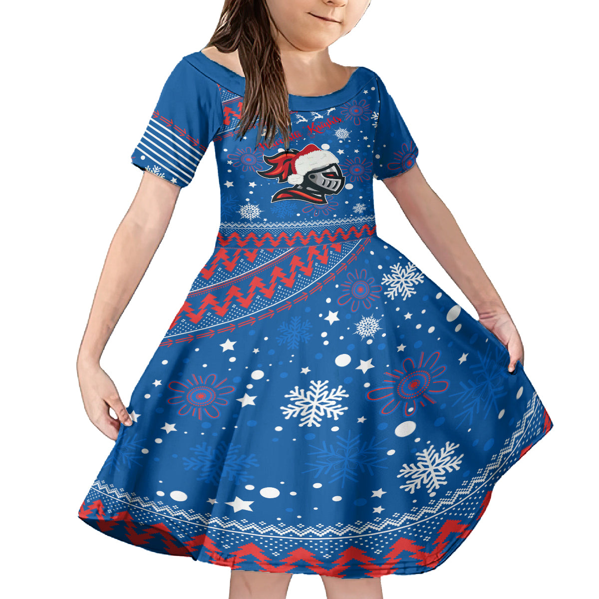 custom-knights-rugby-family-matching-off-shoulder-long-sleeve-dress-and-hawaiian-shirt-chirstmas-vibe-2023